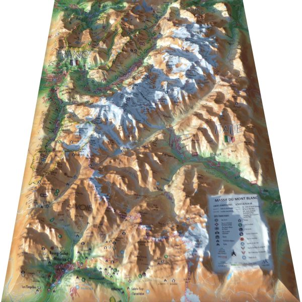 3D Raised relief map - Mont Blanc Massif (41cm x 61cm) | 3D Map Supply