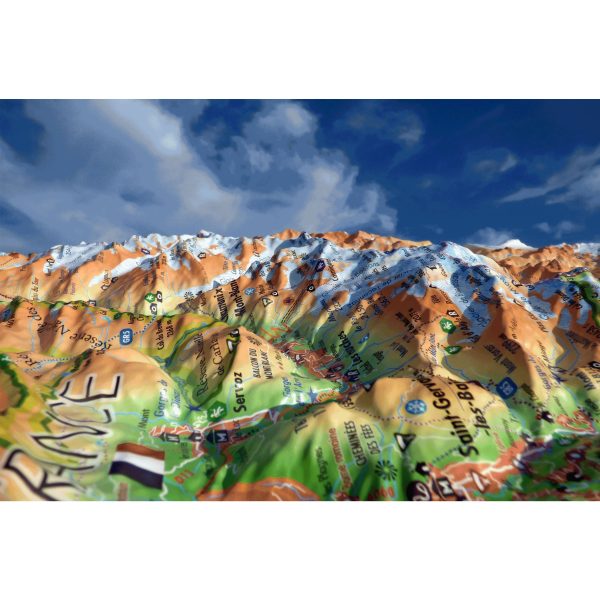 3D Raised relief map - Mont Blanc Massif (41cm x 61cm) | 3D Map Supply - Image 3