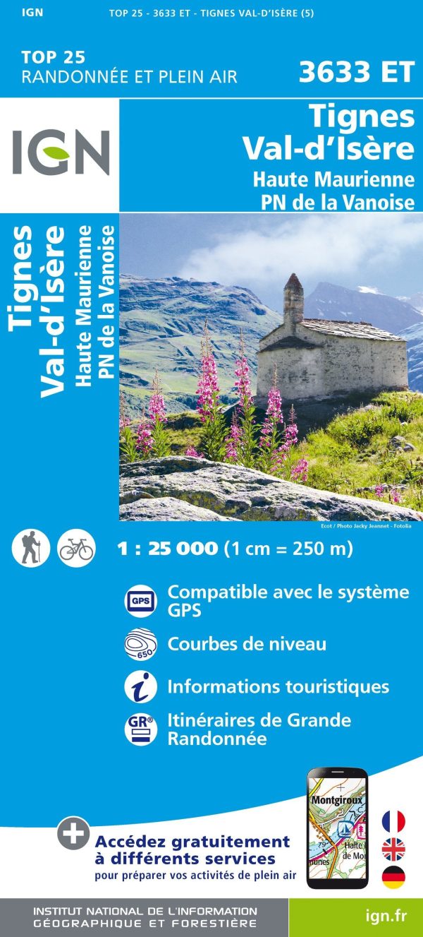 Top 25 map # 3633 ET - Tignes, Val Isère, Upper Maurienne (Vanoise PN) | IGN on Sale