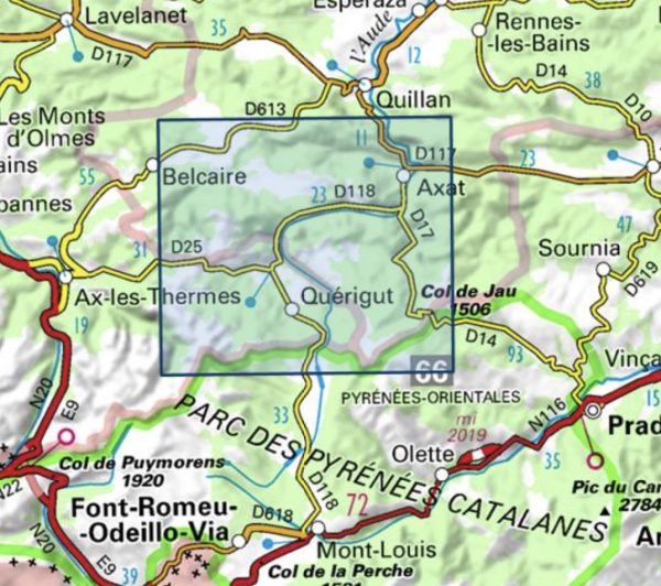 Top 25 map # 2248 ET - Axat, Querigut & Gorges de l Aude (Pyrenees) | IGN Online Sale - Image 3