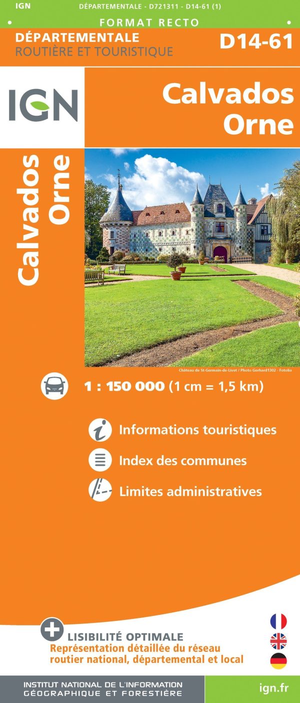 Departmental Map D14 - 61 - Calvados & Orne | IGN For Discount