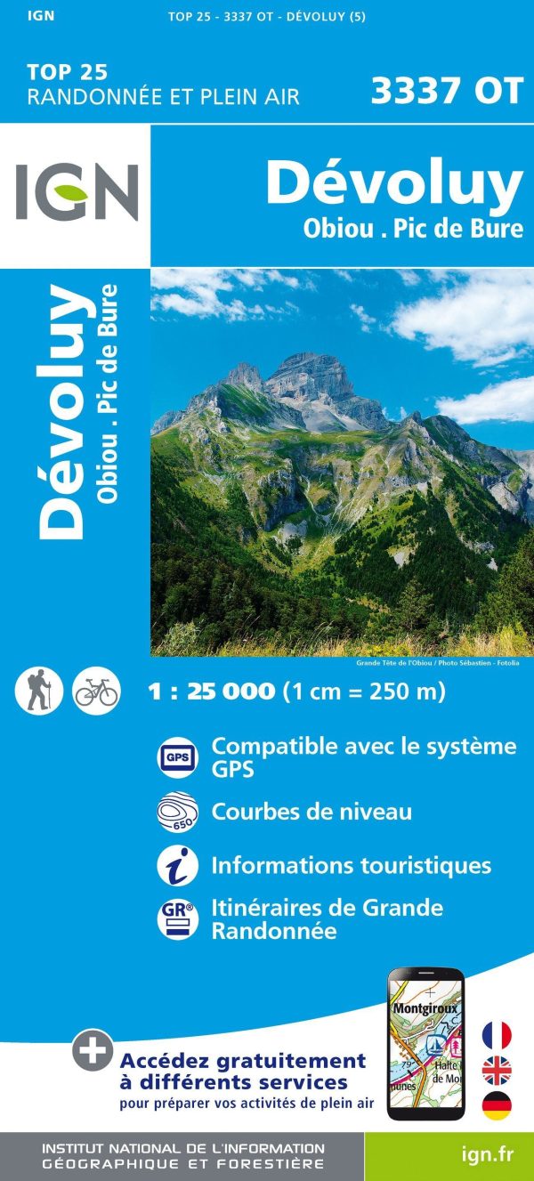 Top 25 map # 3337 OT - Devoluy Mass, Obiou & Pic de Bure (Alps) | IGN Discount