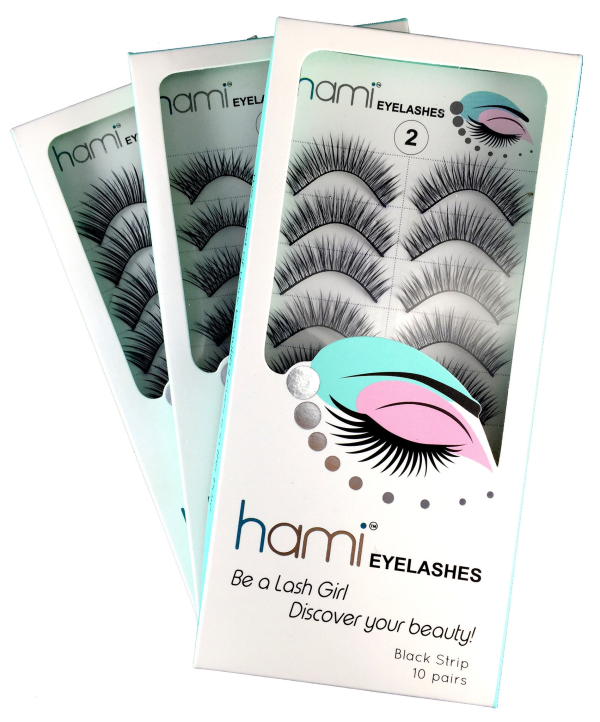 Hami False Strip Eyelashes Black 10 pairs box #17 For Sale - Image 2